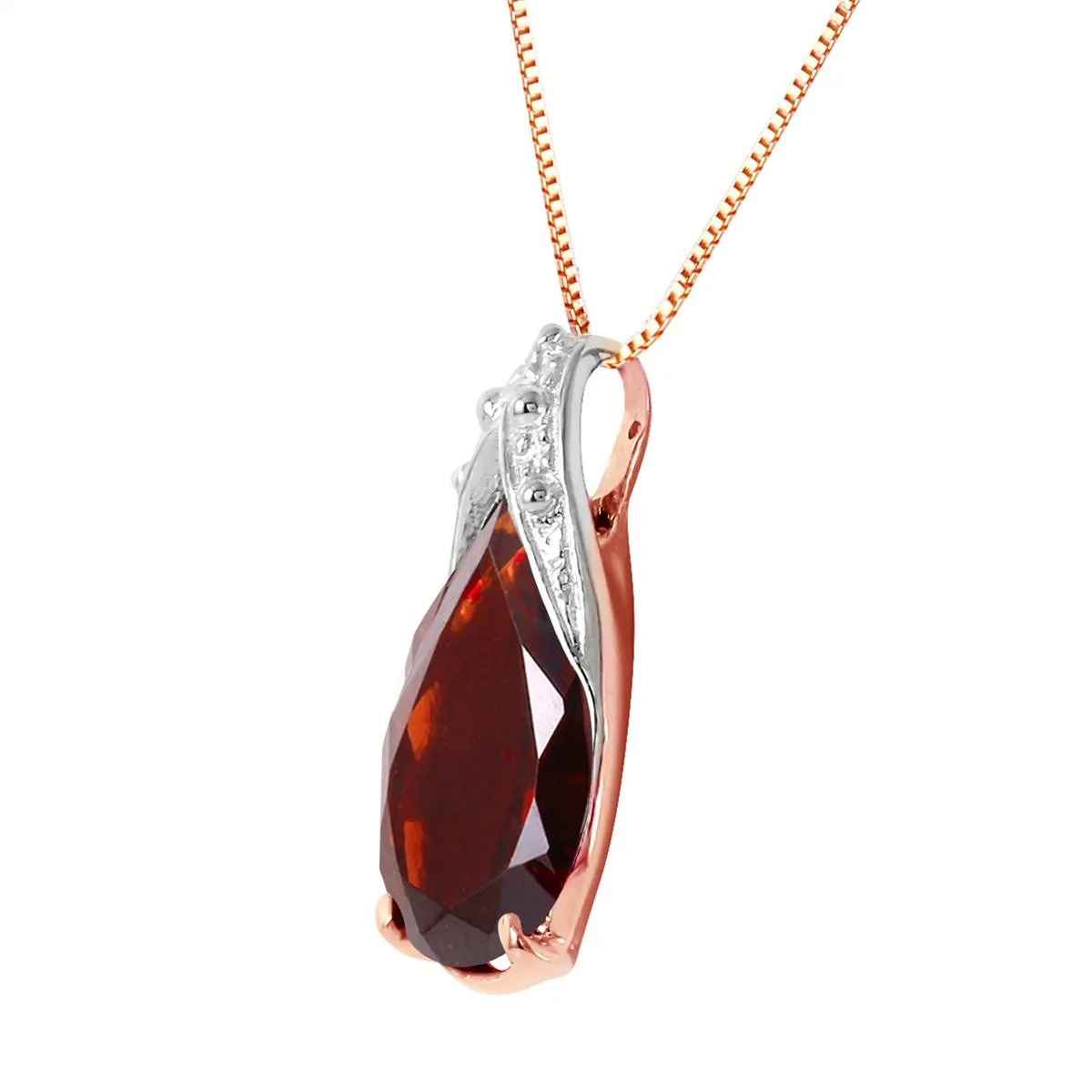 5 Carat 14K Solid Rose Gold Necklace Natural Garnet