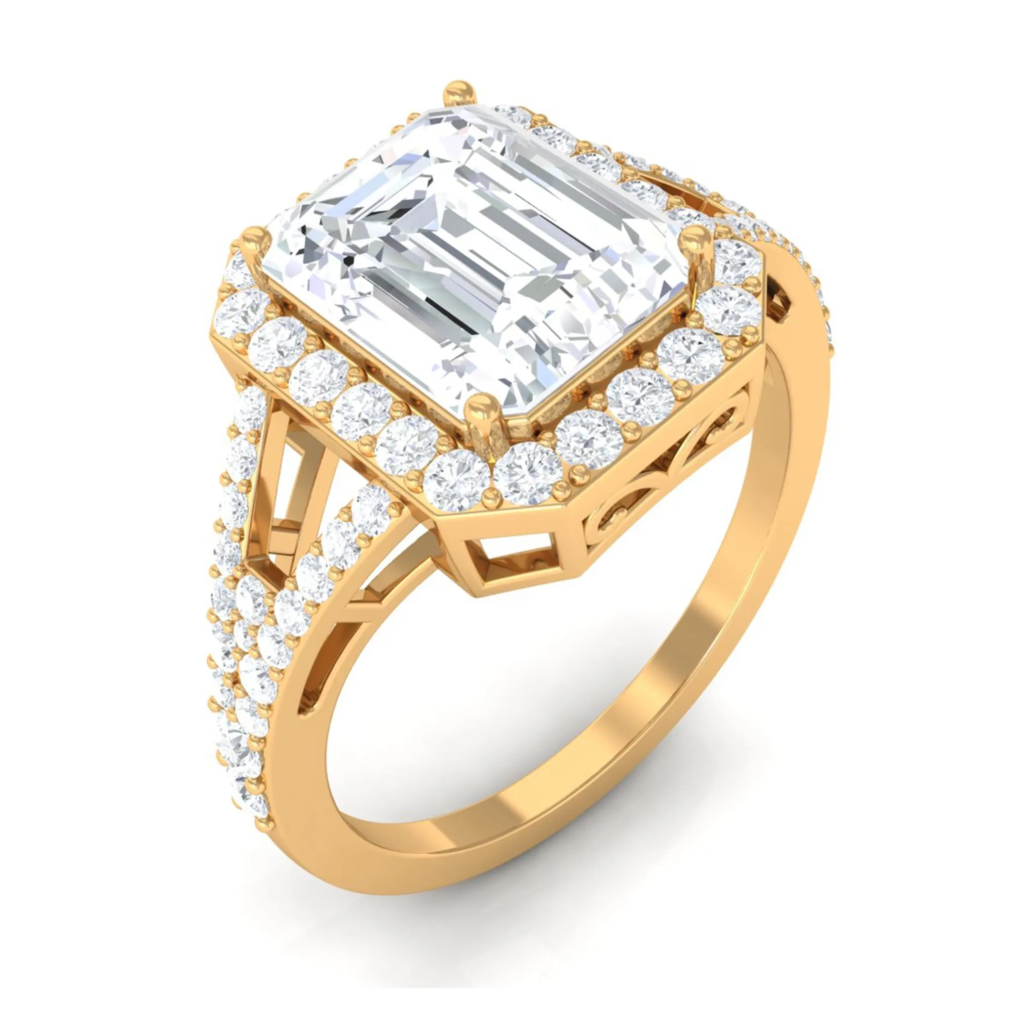 5 CT Split Shank Octagon Cut Zircon Statement Engagement Ring