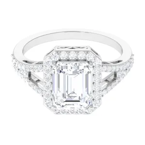 5 CT Split Shank Octagon Cut Zircon Statement Engagement Ring