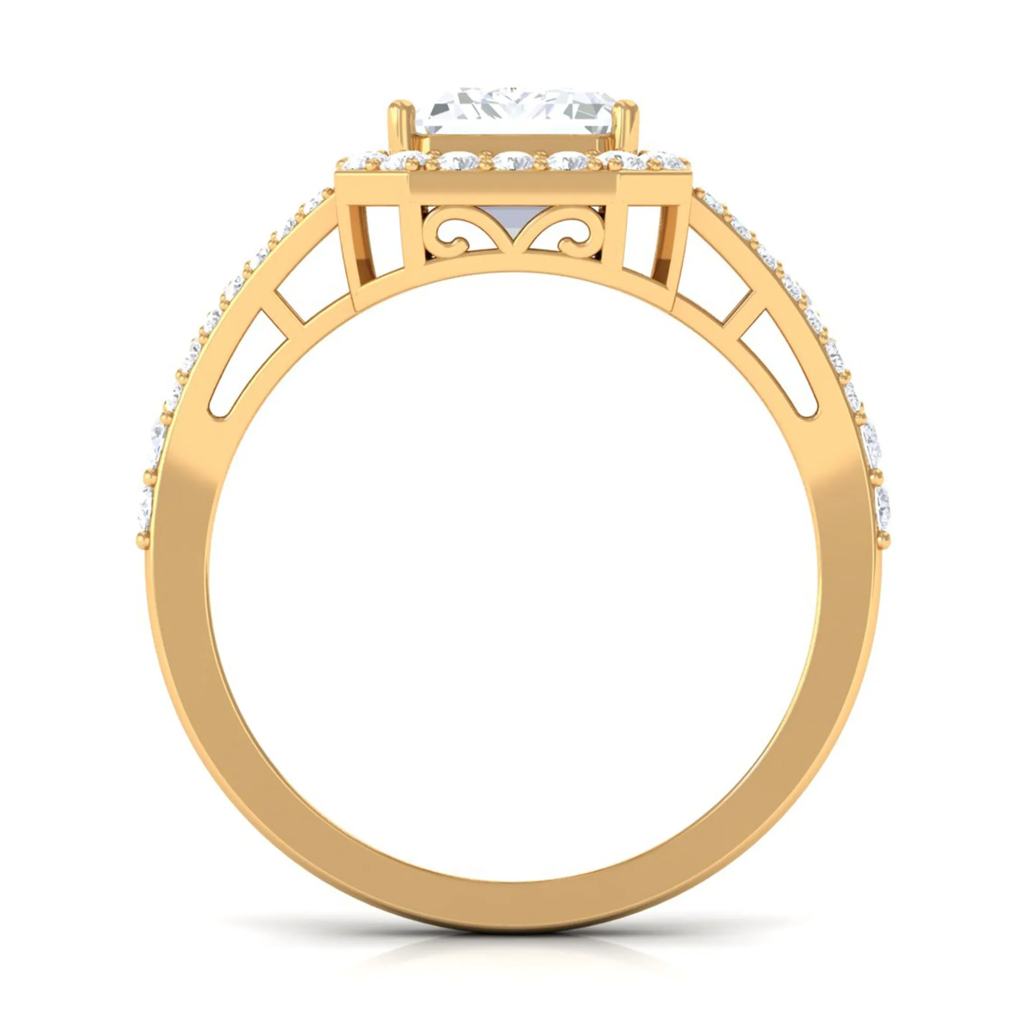 5 CT Split Shank Octagon Cut Zircon Statement Engagement Ring