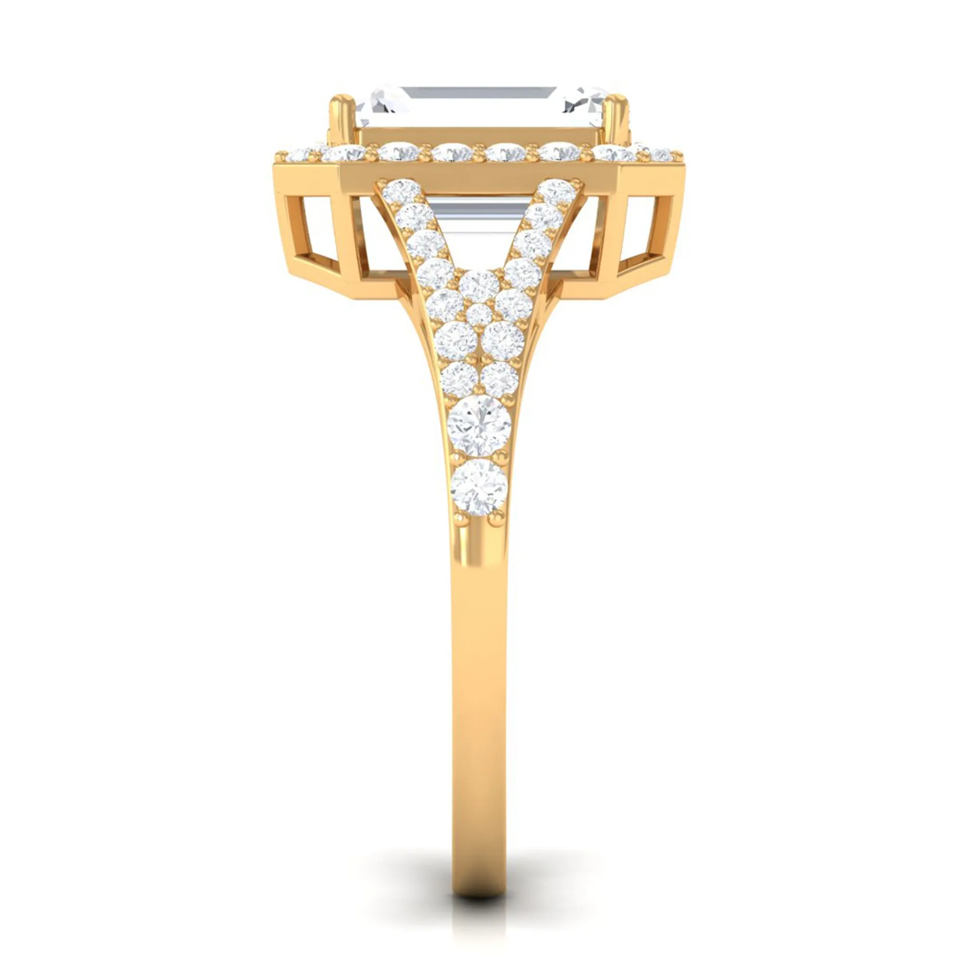 5 CT Split Shank Octagon Cut Zircon Statement Engagement Ring