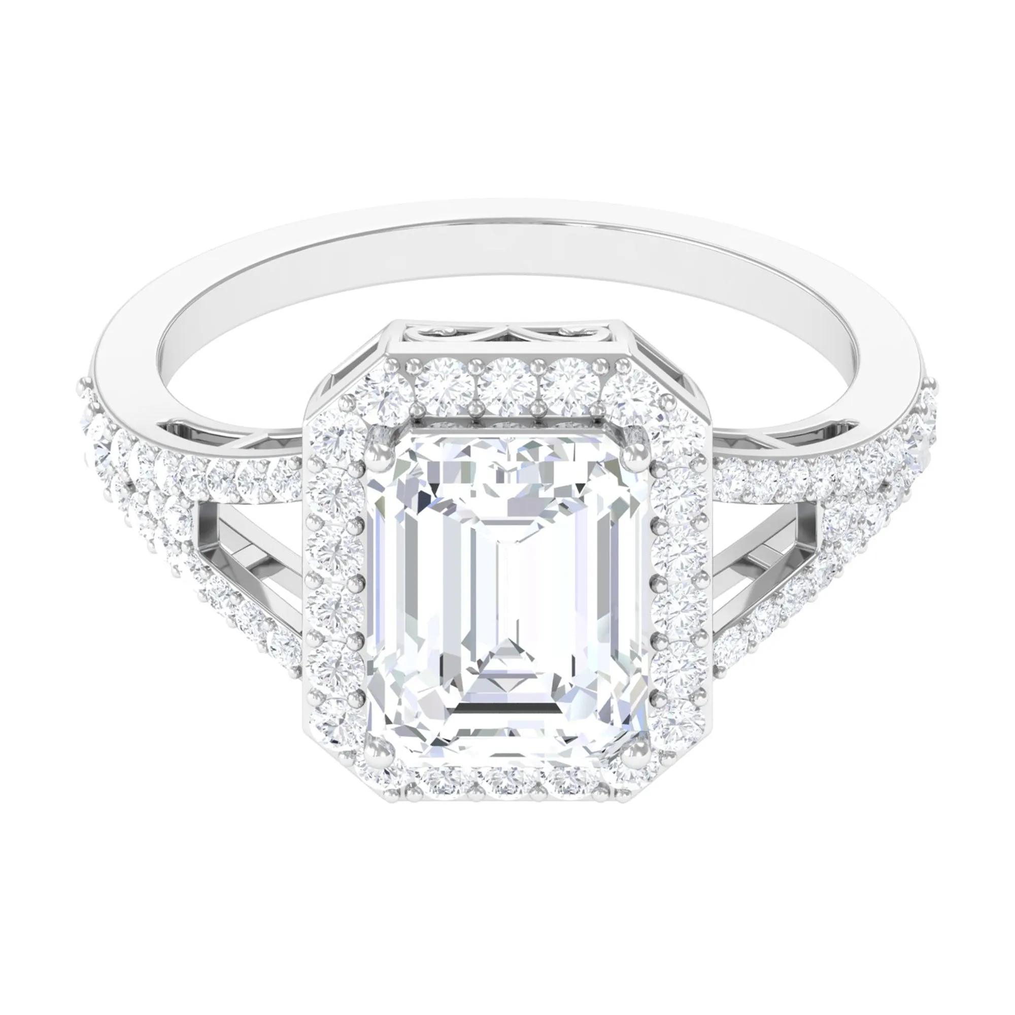 5 CT Split Shank Octagon Cut Zircon Statement Engagement Ring