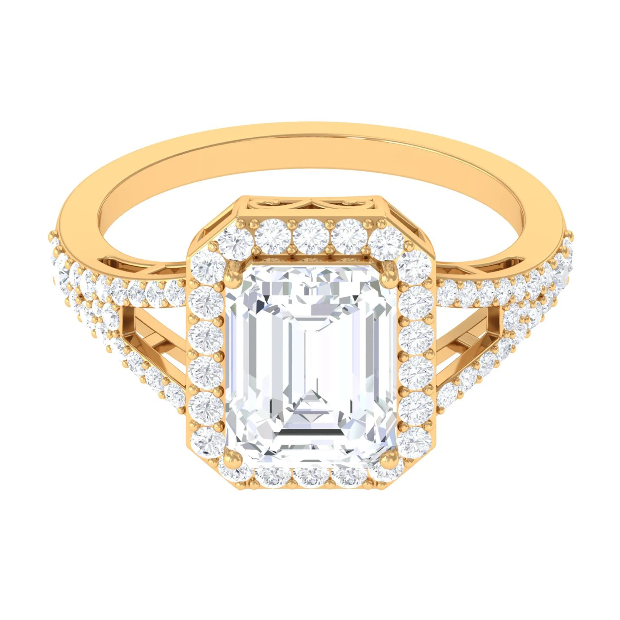 5 CT Split Shank Octagon Cut Zircon Statement Engagement Ring