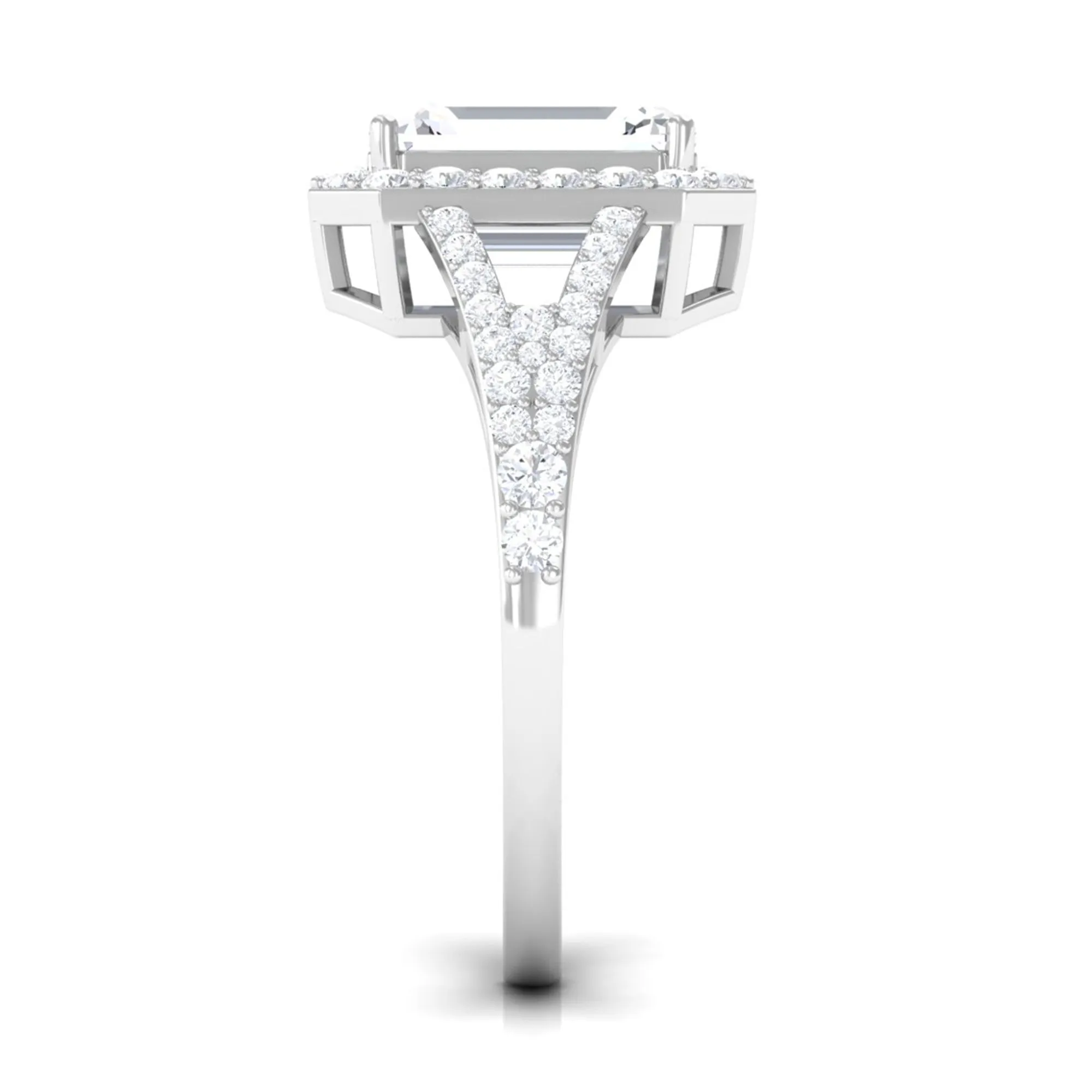 5 CT Split Shank Octagon Cut Zircon Statement Engagement Ring