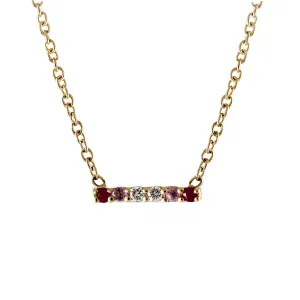 6 PINK SAPPHIRES AND DIAMONDS BAR NECKLACE