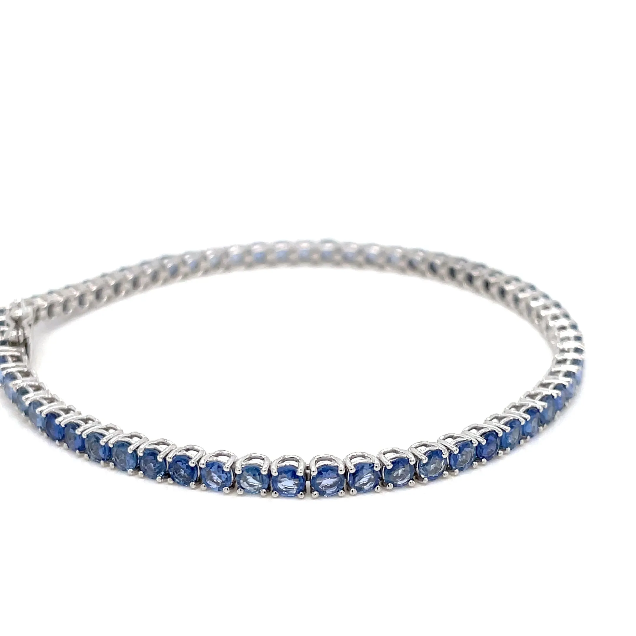 7 Carat Natural Blu Sapphire Gold Tennis Bracelet