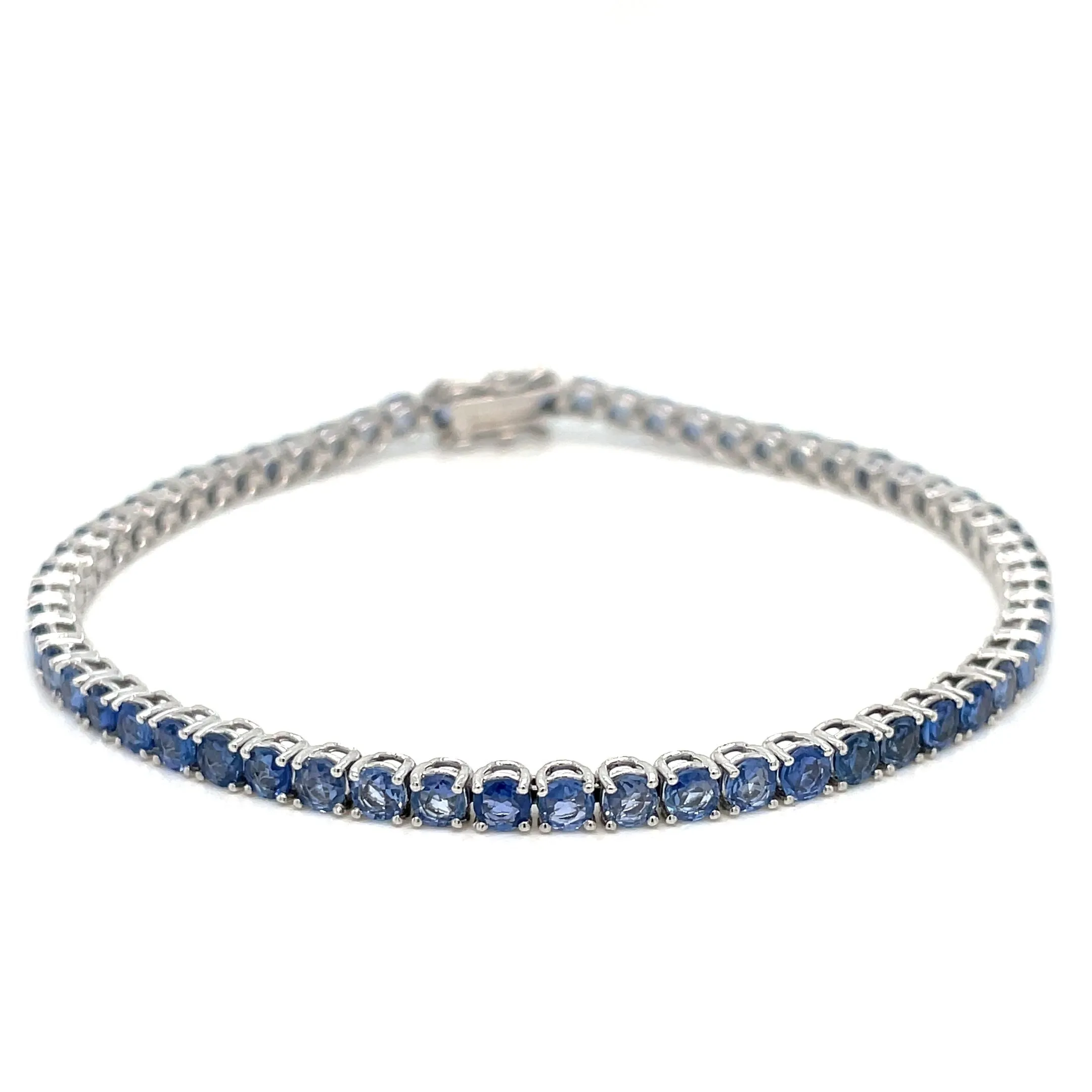 7 Carat Natural Blu Sapphire Gold Tennis Bracelet