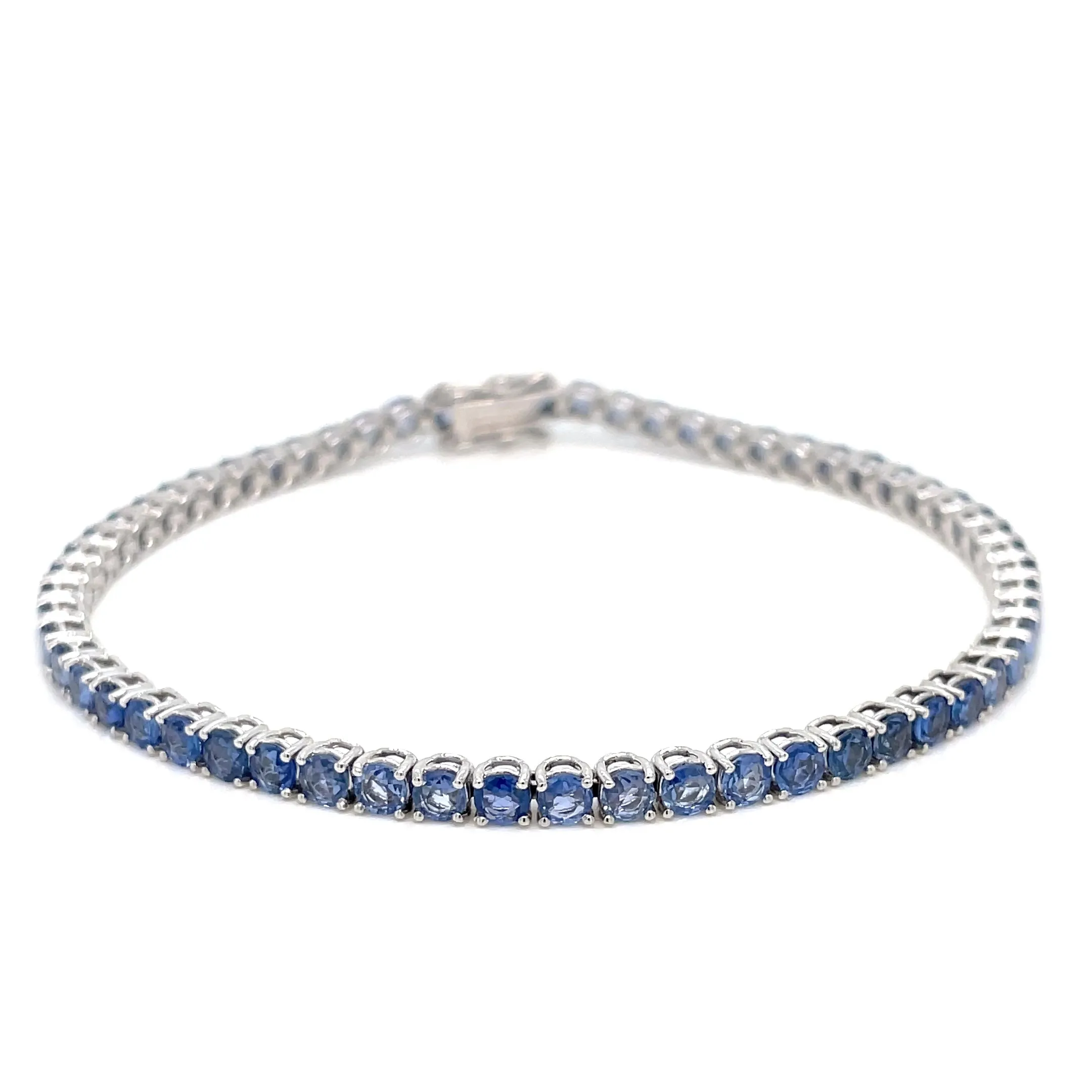 7 Carat Natural Blu Sapphire Gold Tennis Bracelet