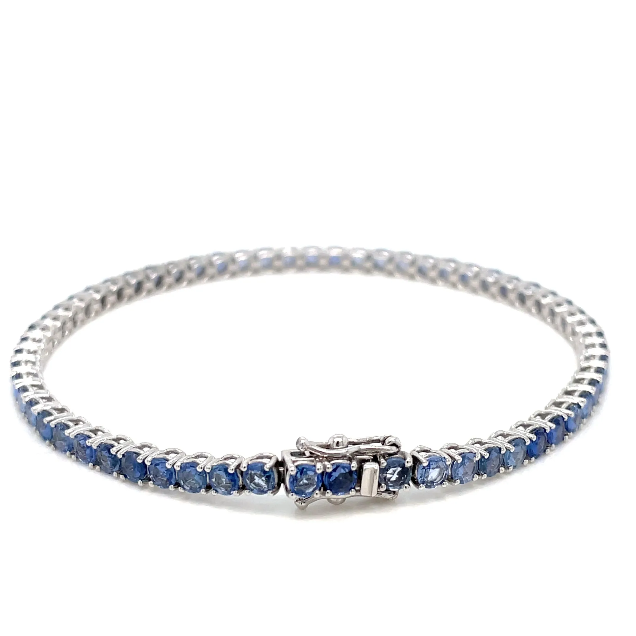 7 Carat Natural Blu Sapphire Gold Tennis Bracelet