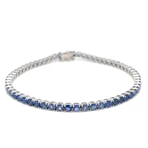 7 Carat Natural Blu Sapphire Gold Tennis Bracelet
