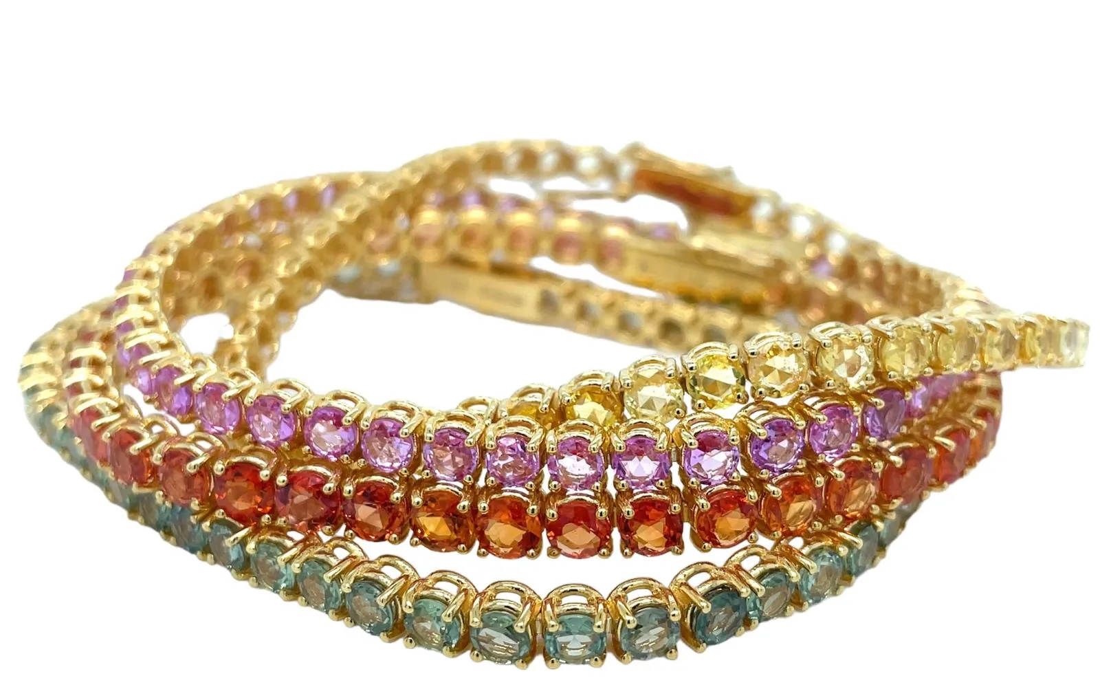 7 Carat Natural Blu Sapphire Gold Tennis Bracelet