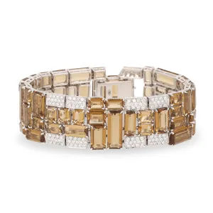 71.69 Carat Citrine and Diamond Bracelet