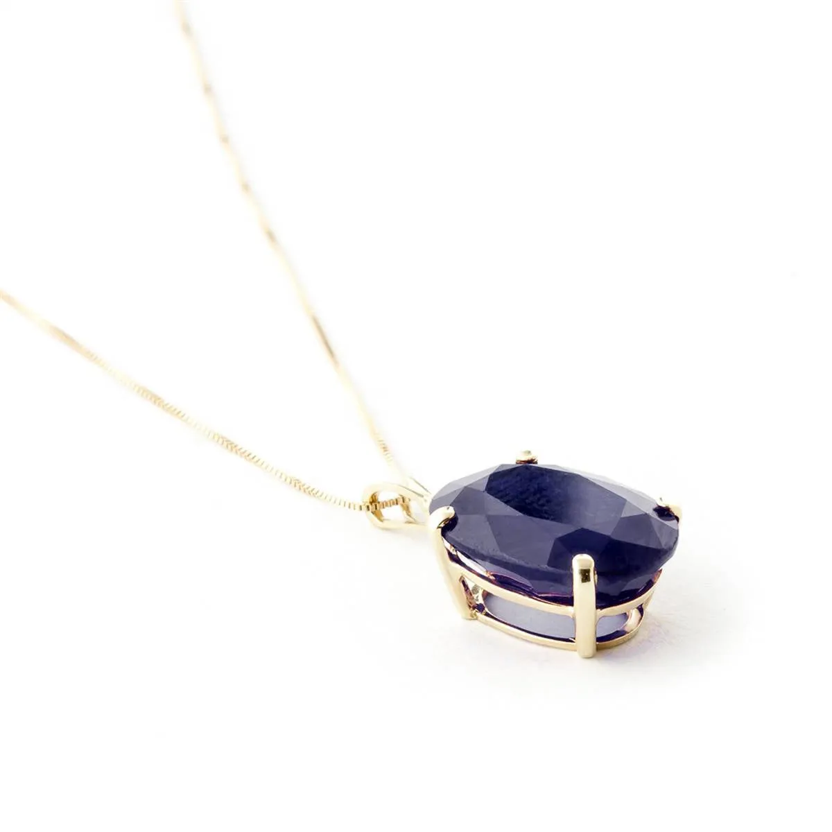 8.5 Carat 14K Solid Yellow Gold Necklace Natural Oval Sapphire