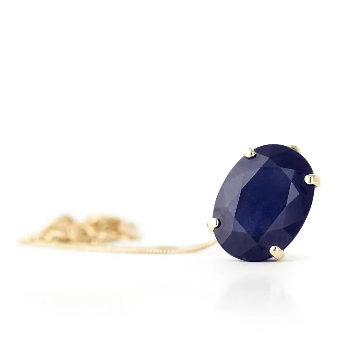 8.5 Carat 14K Solid Yellow Gold Necklace Natural Oval Sapphire