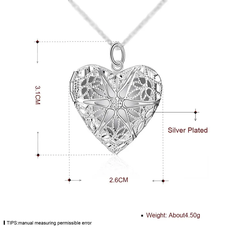 925 Sterling Silver Photo Frame Pendant Necklace