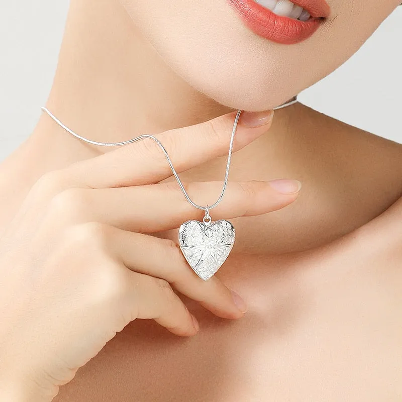 925 Sterling Silver Photo Frame Pendant Necklace