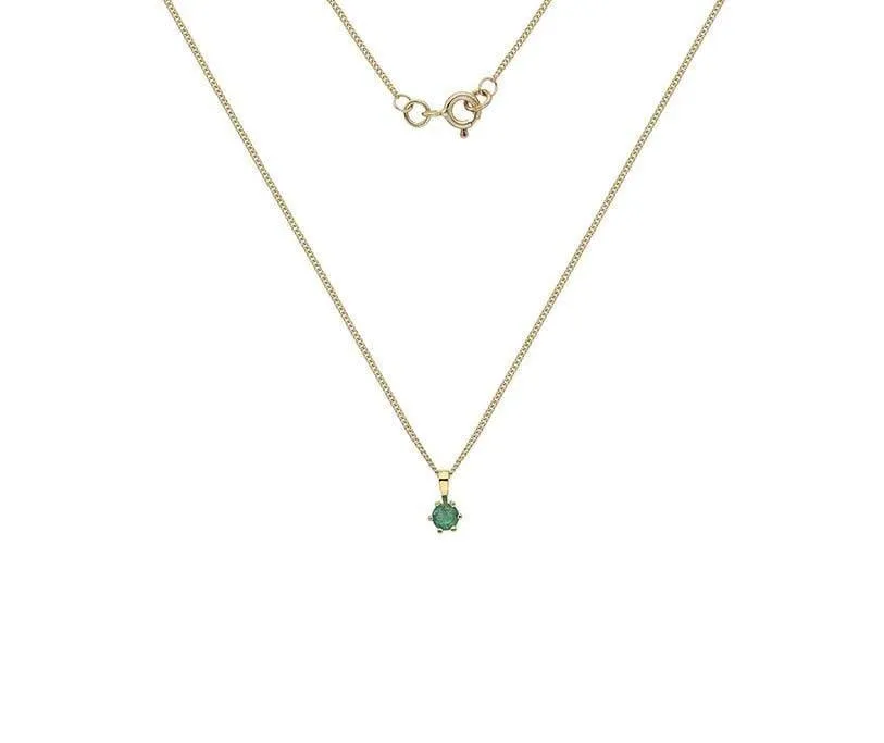 9ct Gold & 4mm Claw Set Emerald Pendant