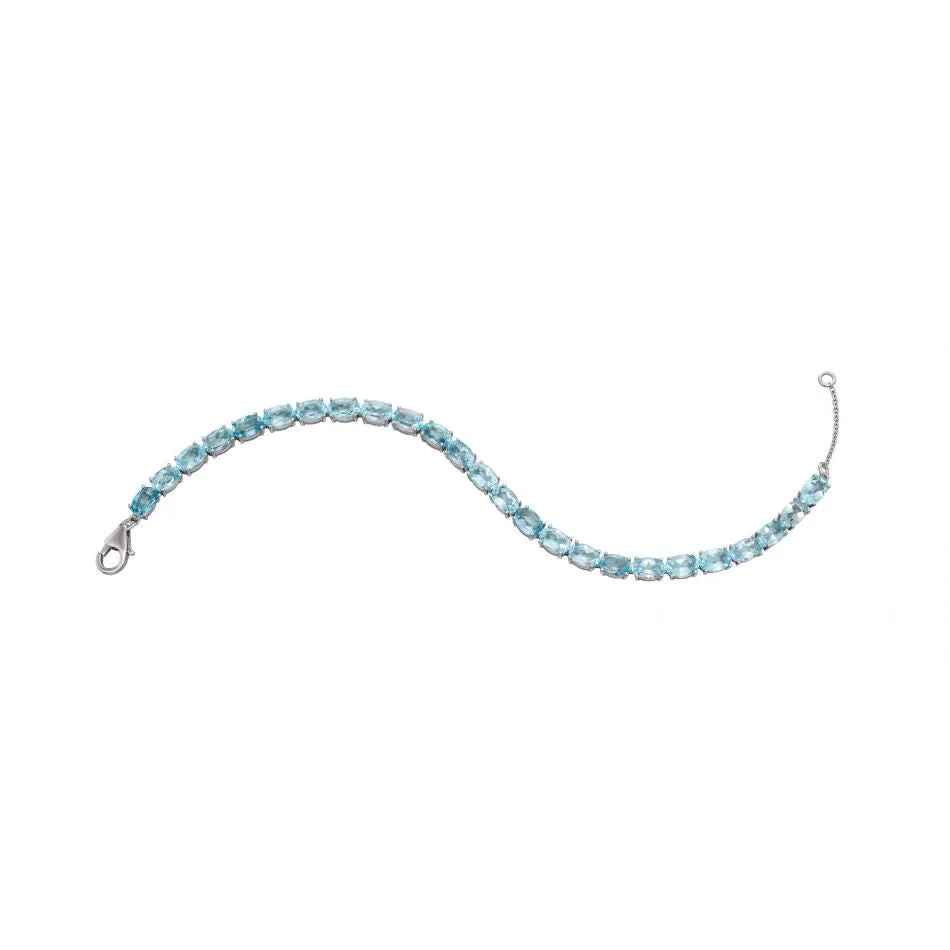9ct White Gold Blue Topaz Tennis Bracelet GB476T