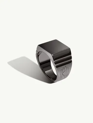 Adrian Signet Ring In Blackened Silver