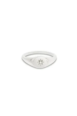 Adult Vintage Pearl Signet Ring - Silver