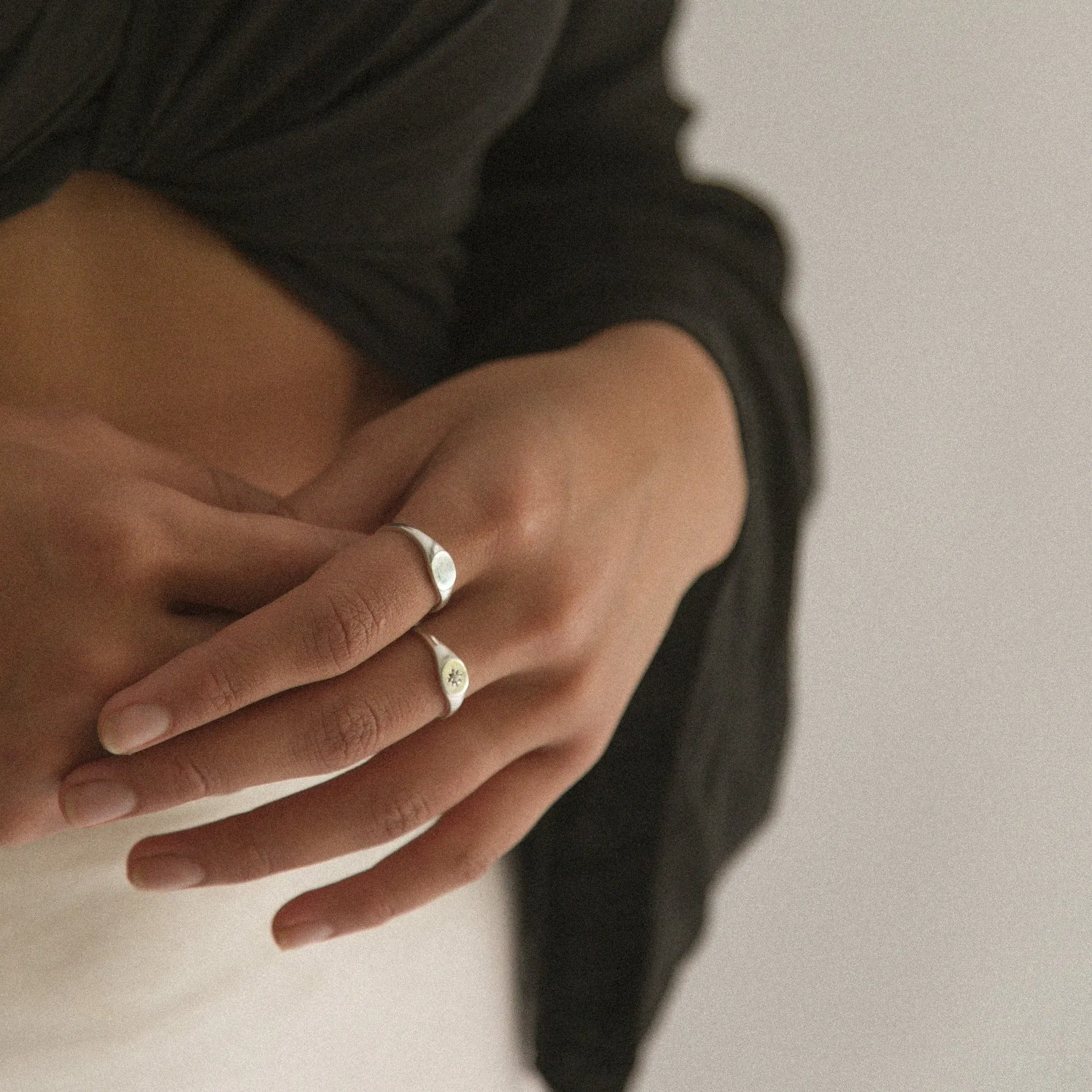 Adult Vintage Pearl Signet Ring - Silver