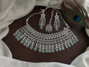 Alluring Heavy Bridal Choker Set in mint color