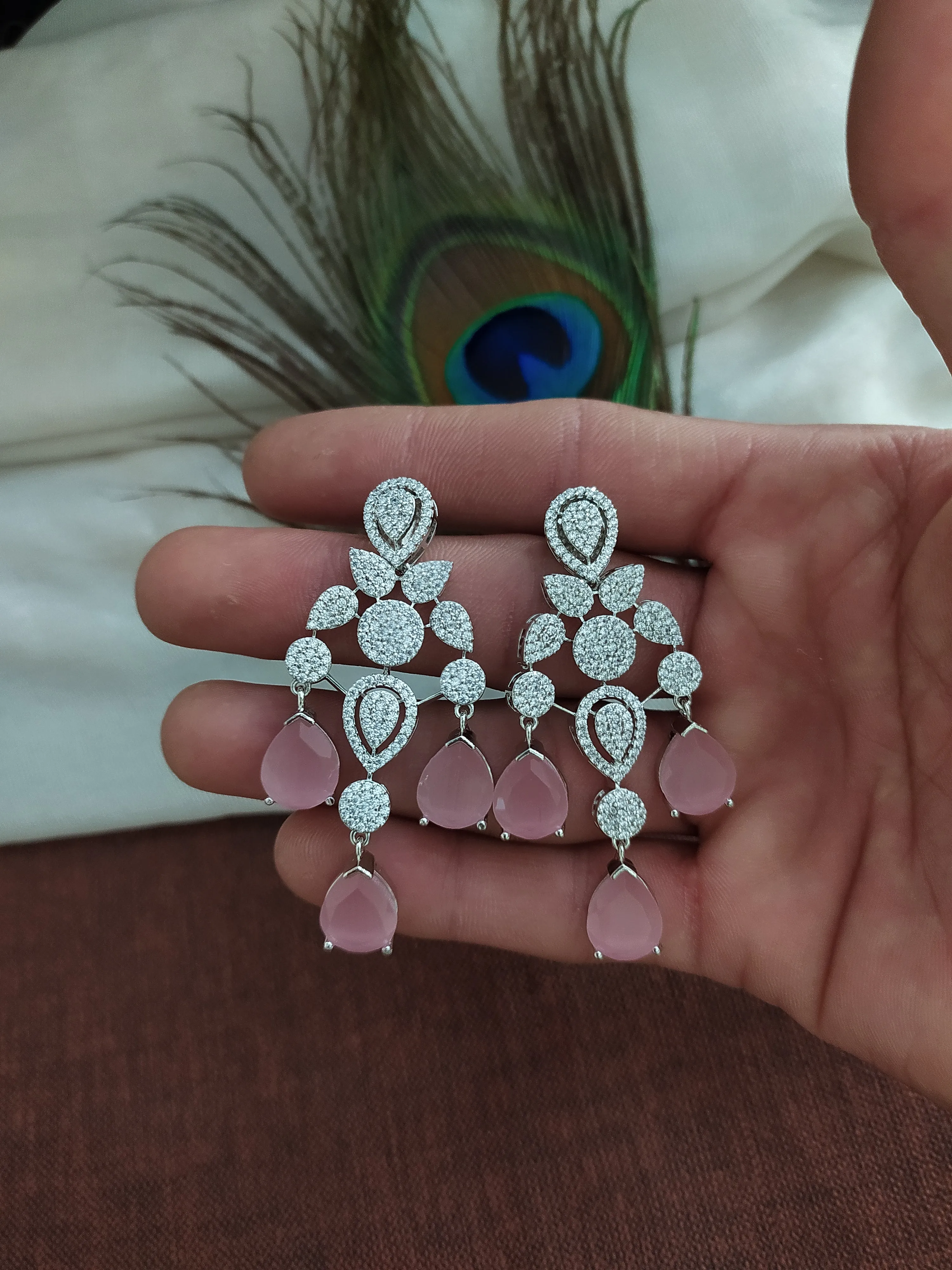 Alluring Silver-plated (Rhodium) Zircon Necklace Set in Trending Colors