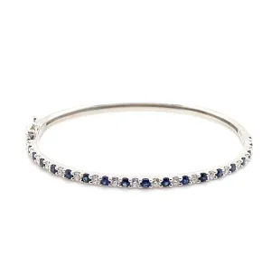 Alternating Sapphire & Diamond Hinged Bangle