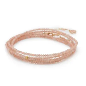 Anne Sportun Pink Blush Moonstone Beaded Wrap Bracelet & Necklace 34" B098G-BLUSHMOON