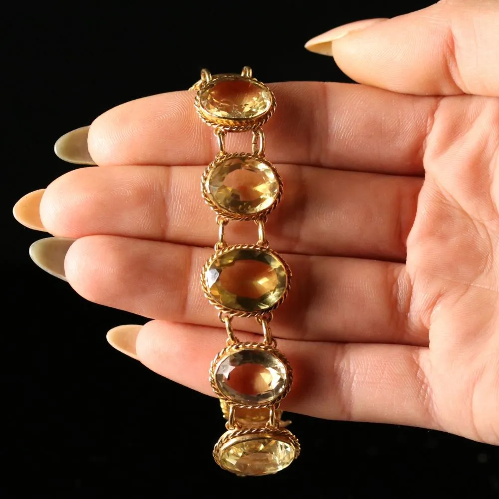 Antique Victorian Citrine Bracelet Circa 1880