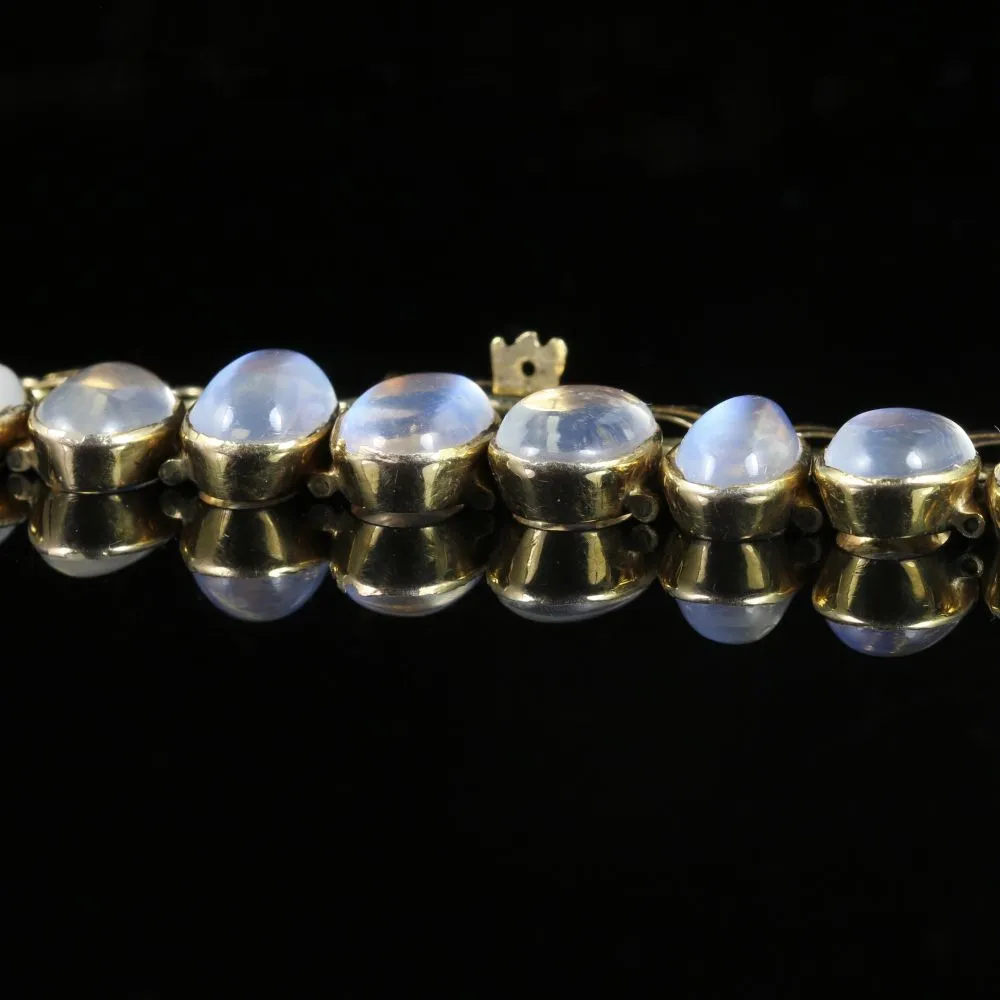 Antique Victorian Moonstone Bracelet 9Ct Gold Circa 1900