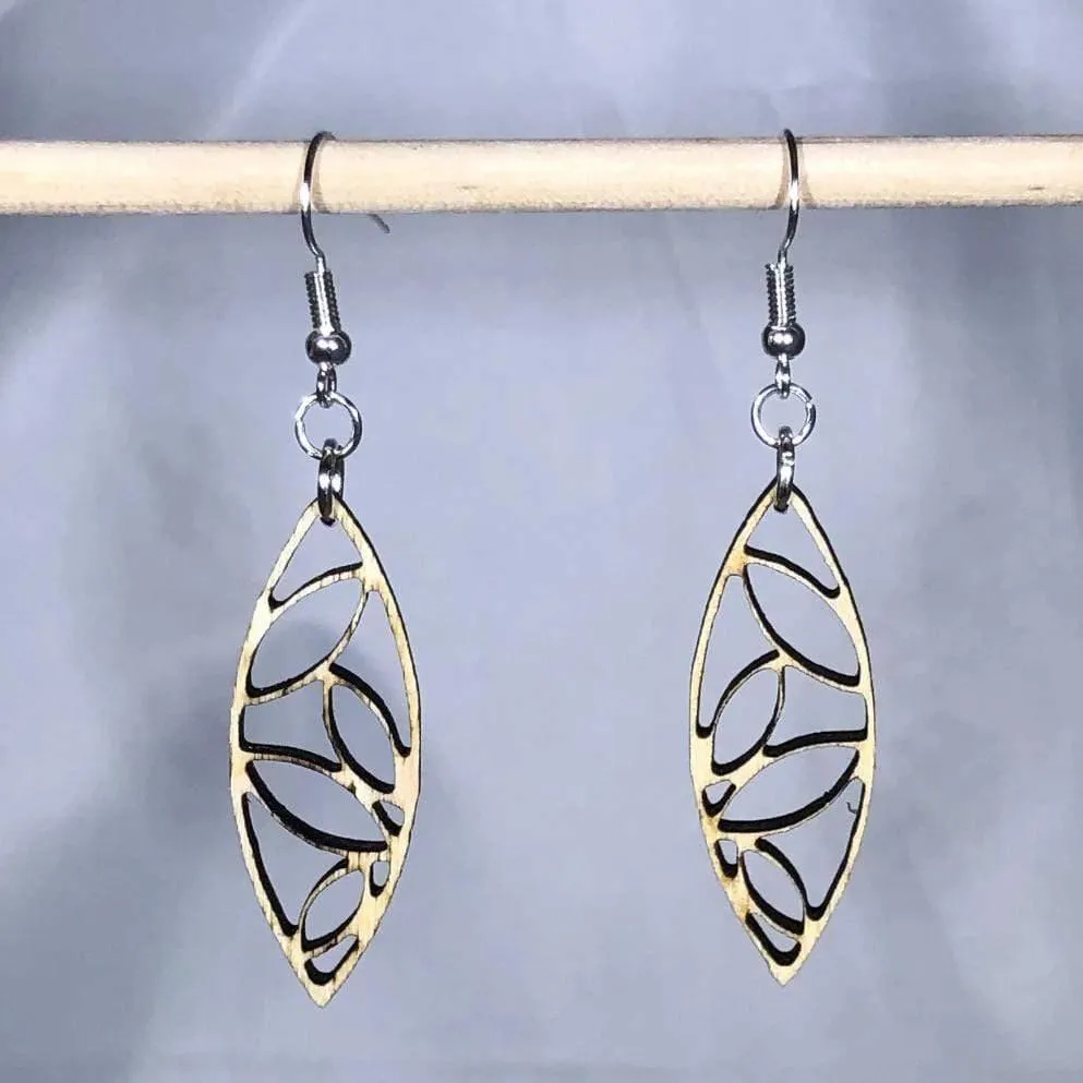 Art Deco Geometric Leaf Drop Dangle Earrings by Cate's Concepts, LLC