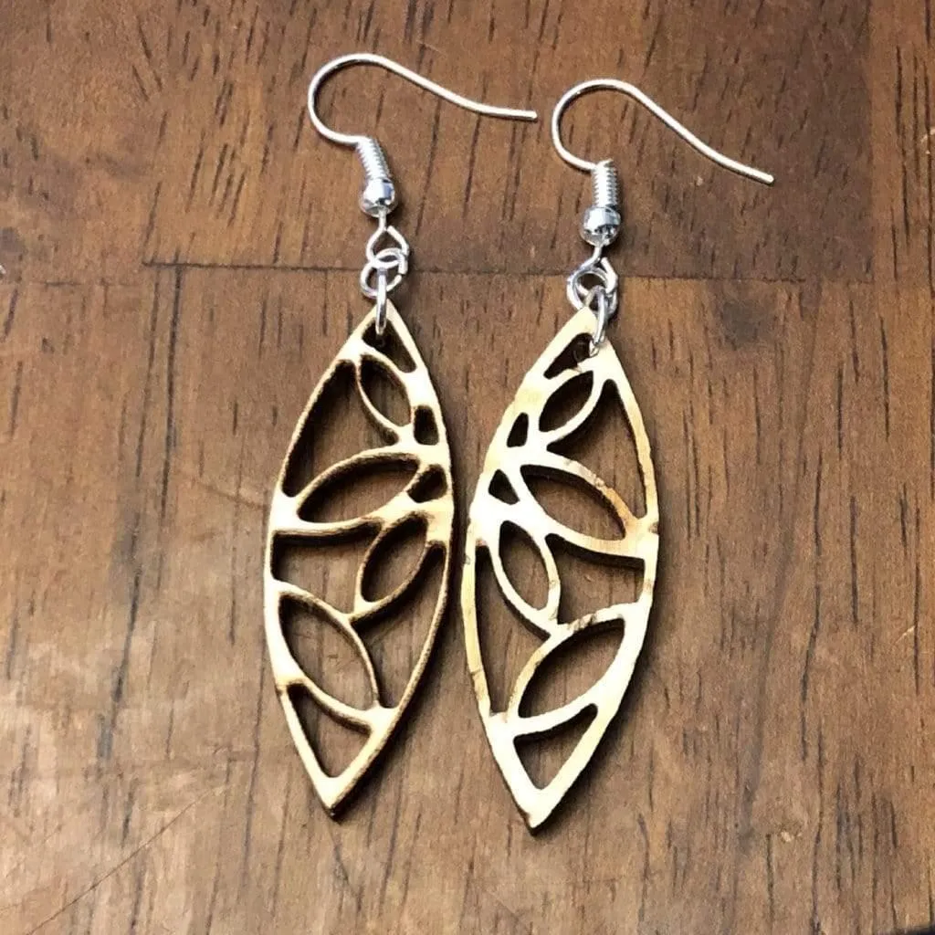 Art Deco Geometric Leaf Drop Dangle Earrings by Cate's Concepts, LLC