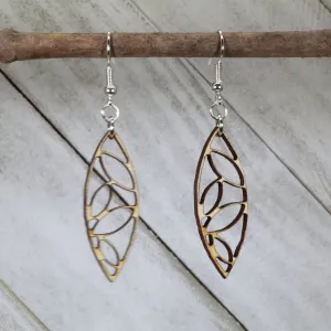 Art Deco Geometric Leaf Drop Dangle Earrings by Cate's Concepts, LLC