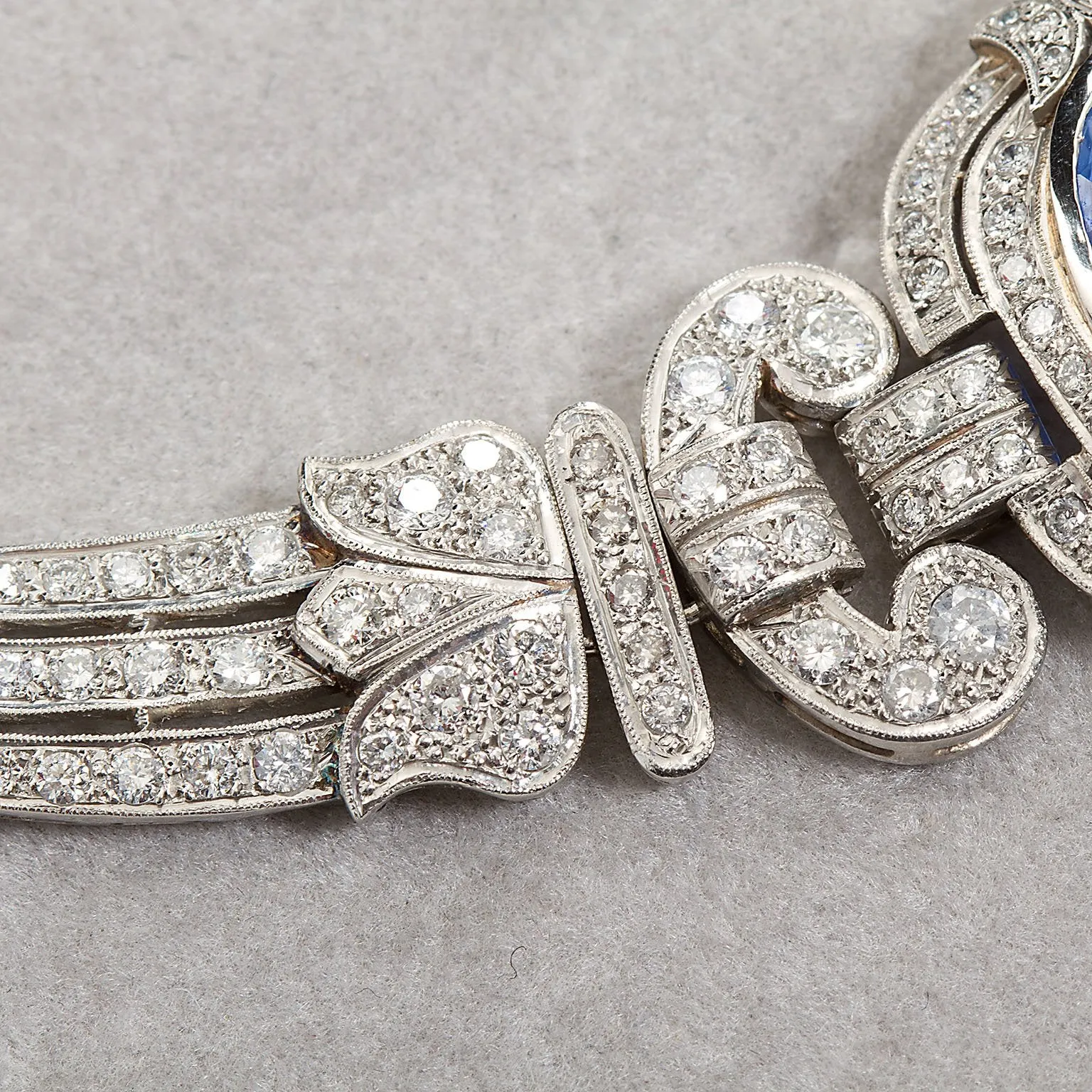 Art Deco Sapphire Diamond Platinum Necklace GIA Cert No Heat 15 Carat