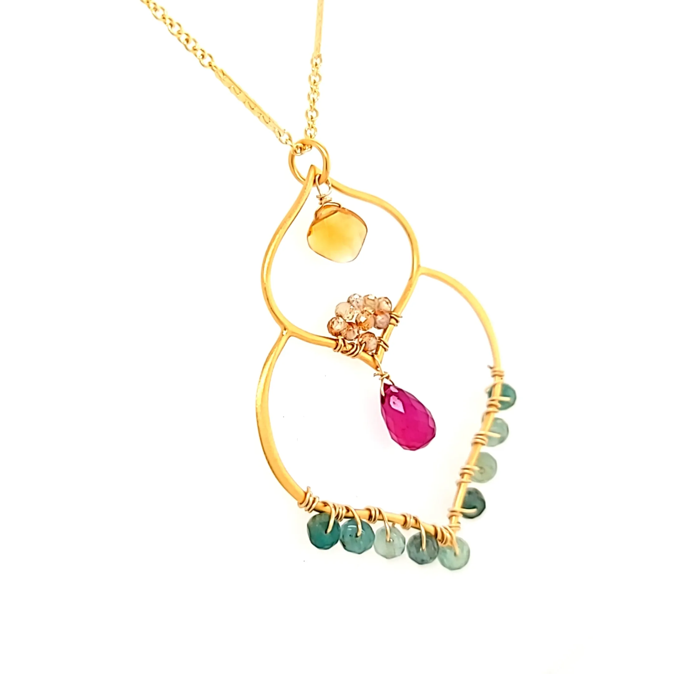 AVF Gold Moroccan Inspired Zircon, Ruby & Grandidierite Necklace (SI3699)