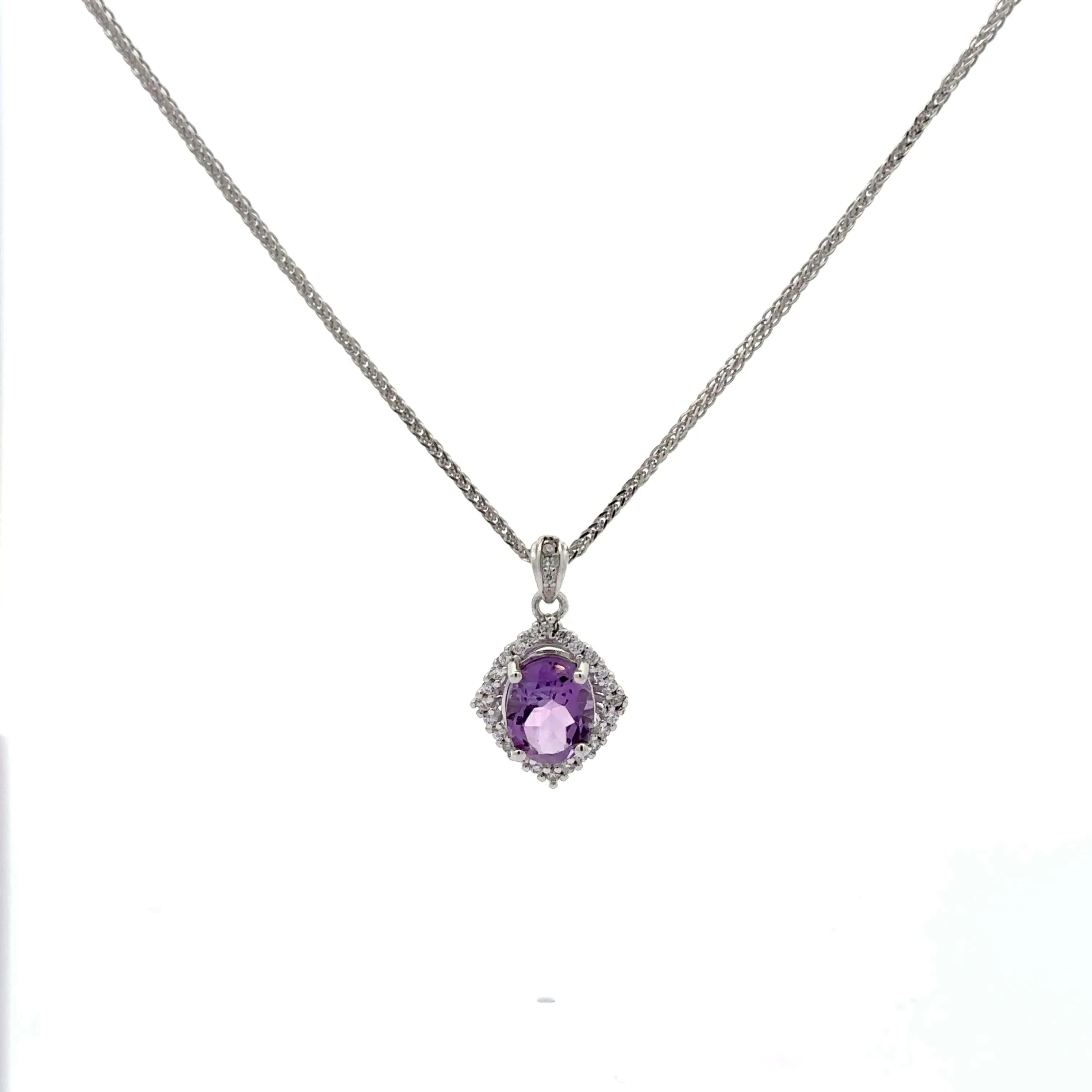 Baikalla™ Classic Oval Sterling Silver Natural Amethyst Citrine Garnet Topaz Necklace With CZ