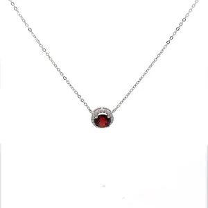 Baikalla™ Classic Sterling Silver Natural Amethyst Garnet Topaz Necklace With CZ