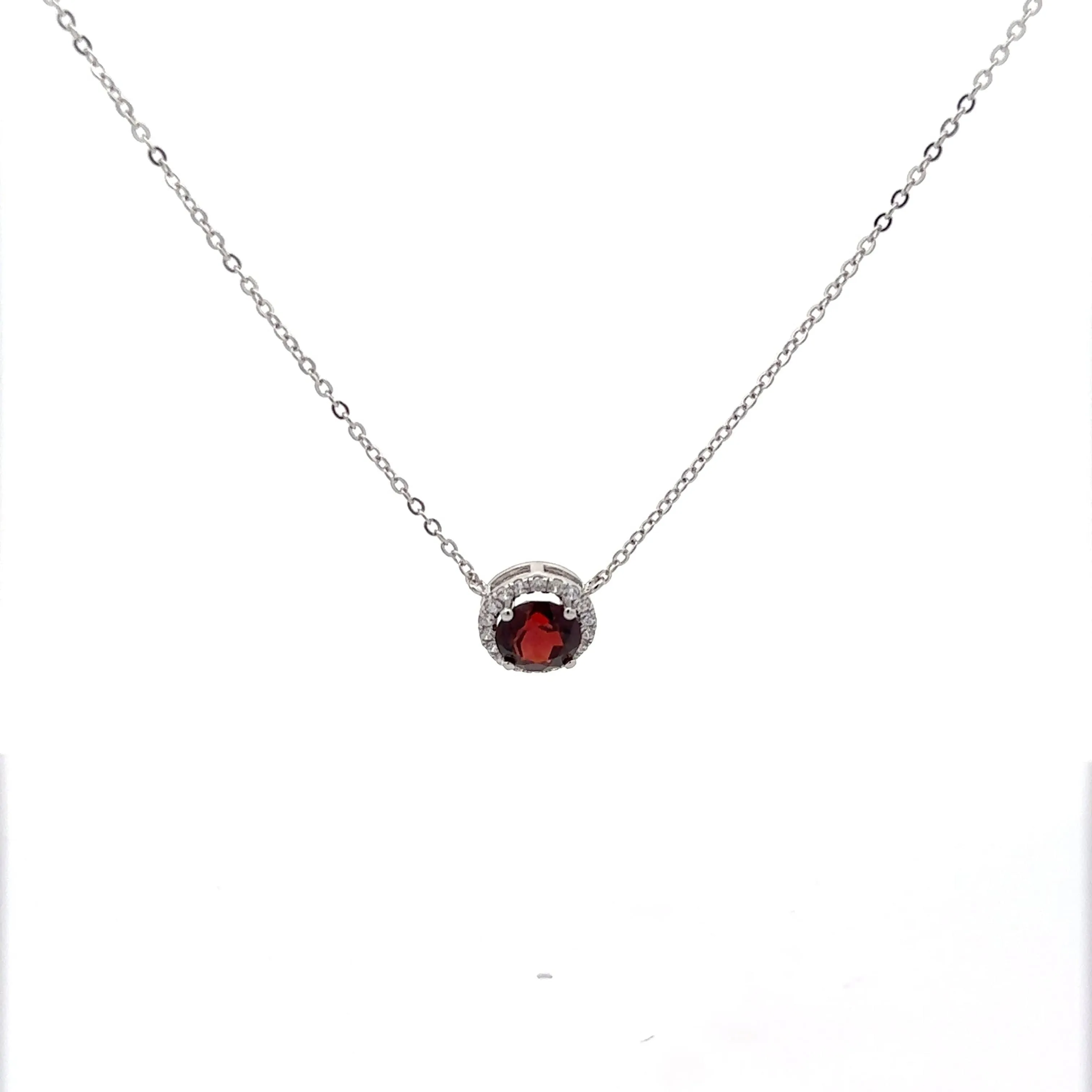 Baikalla™ Classic Sterling Silver Natural Amethyst Garnet Topaz Necklace With CZ