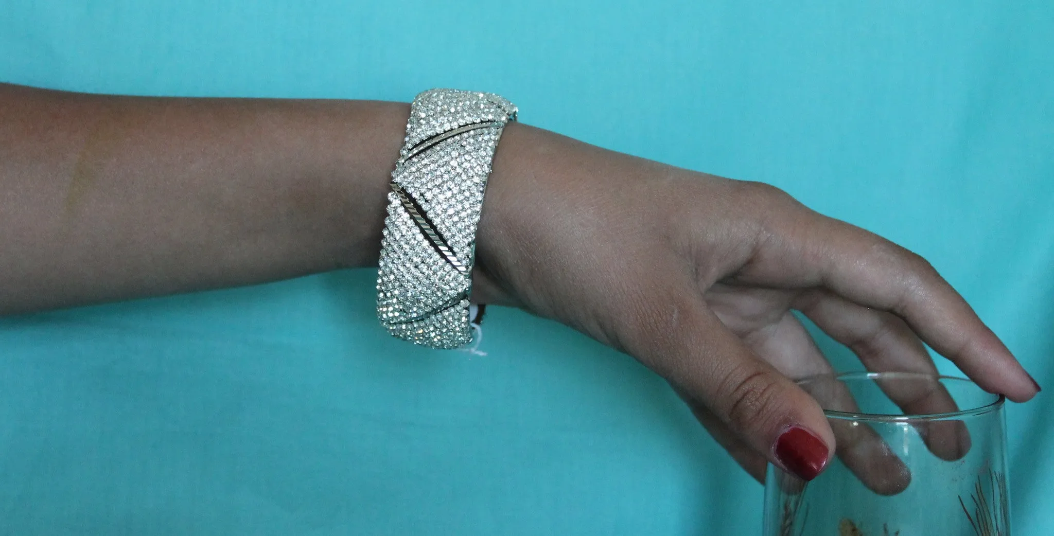 Bangle 4548 Silver Indian Bracelet Polki Jewelry Shieno Sarees