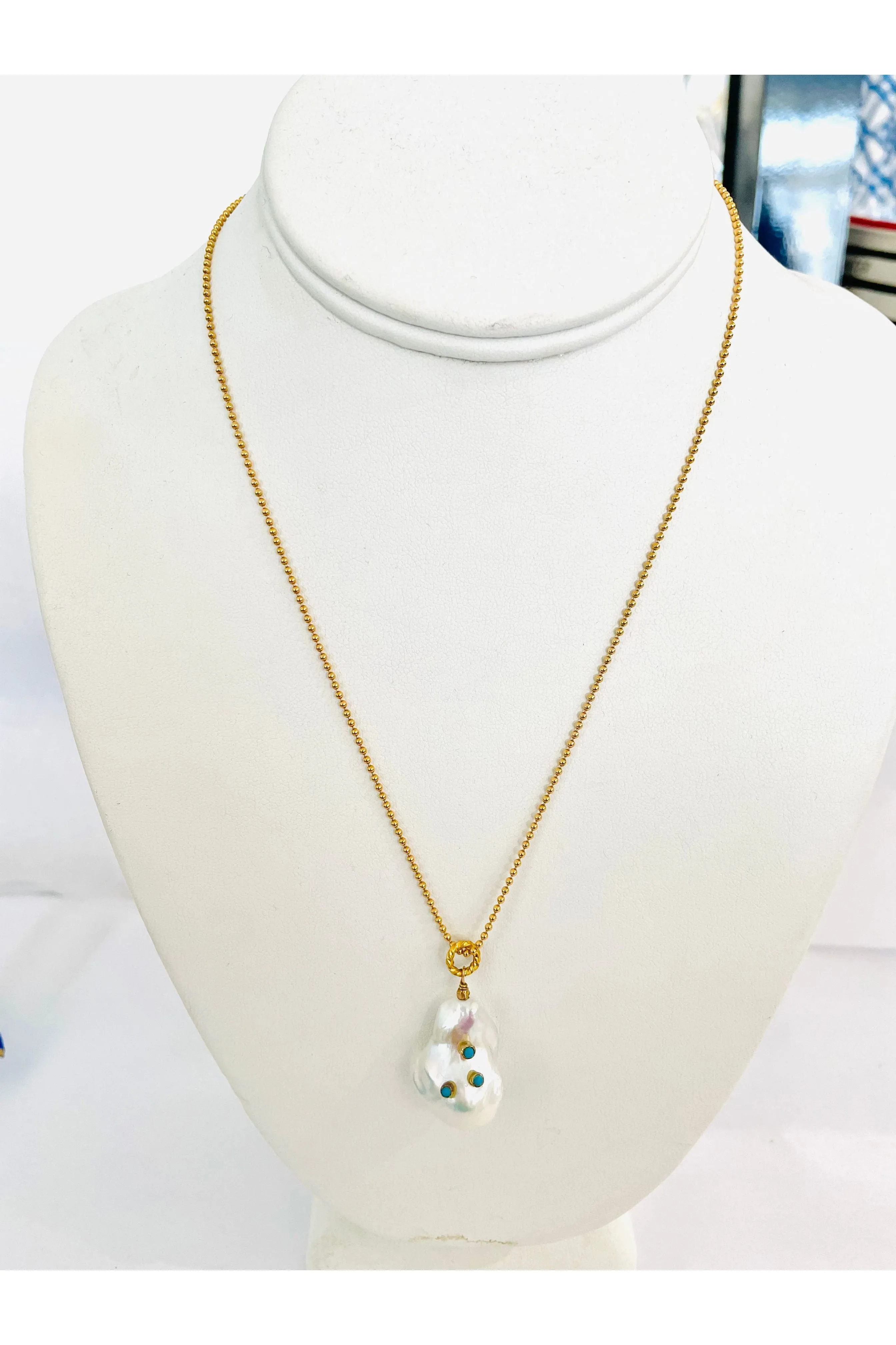 Baroque Pearl Necklace with Turquoise
