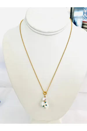 Baroque Pearl Necklace with Turquoise
