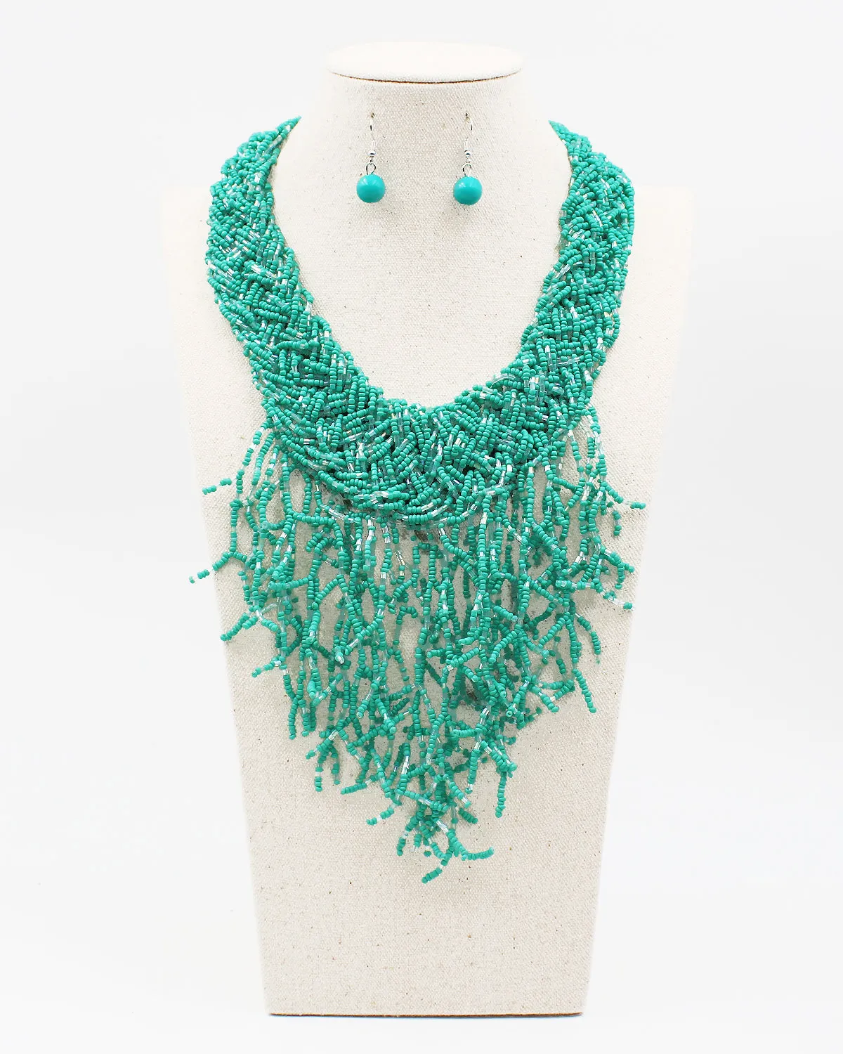 Beaded Statement Bib Necklace Set