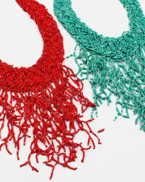Beaded Statement Bib Necklace Set