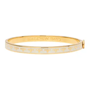 Bee Enamel Hinged Bangle, Cream