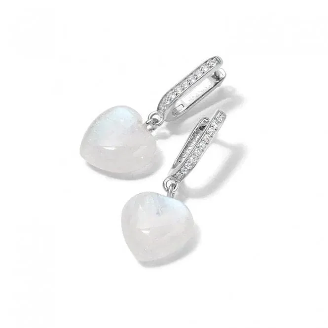 Beloved Moonstone Heart Drop Sterling Silver Earrings JE04_SLV