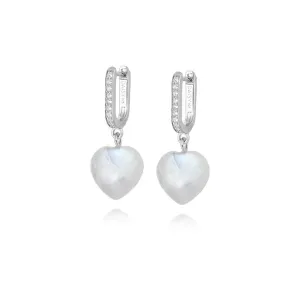 Beloved Moonstone Heart Drop Sterling Silver Earrings JE04_SLV