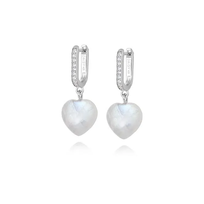 Beloved Moonstone Heart Drop Sterling Silver Earrings JE04_SLV