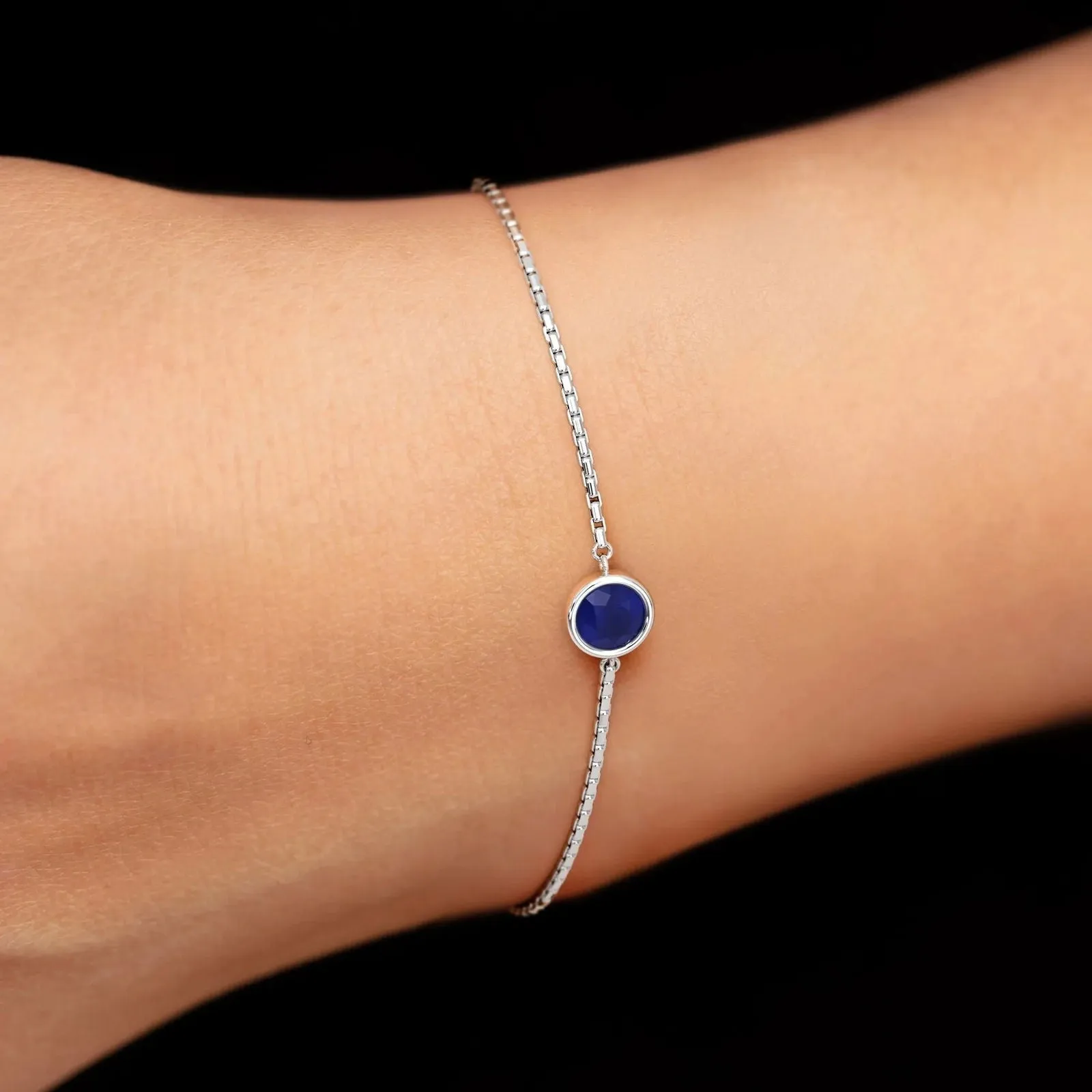 Bezel Set Sapphire Bracelet in 925 Silver - Irosk®