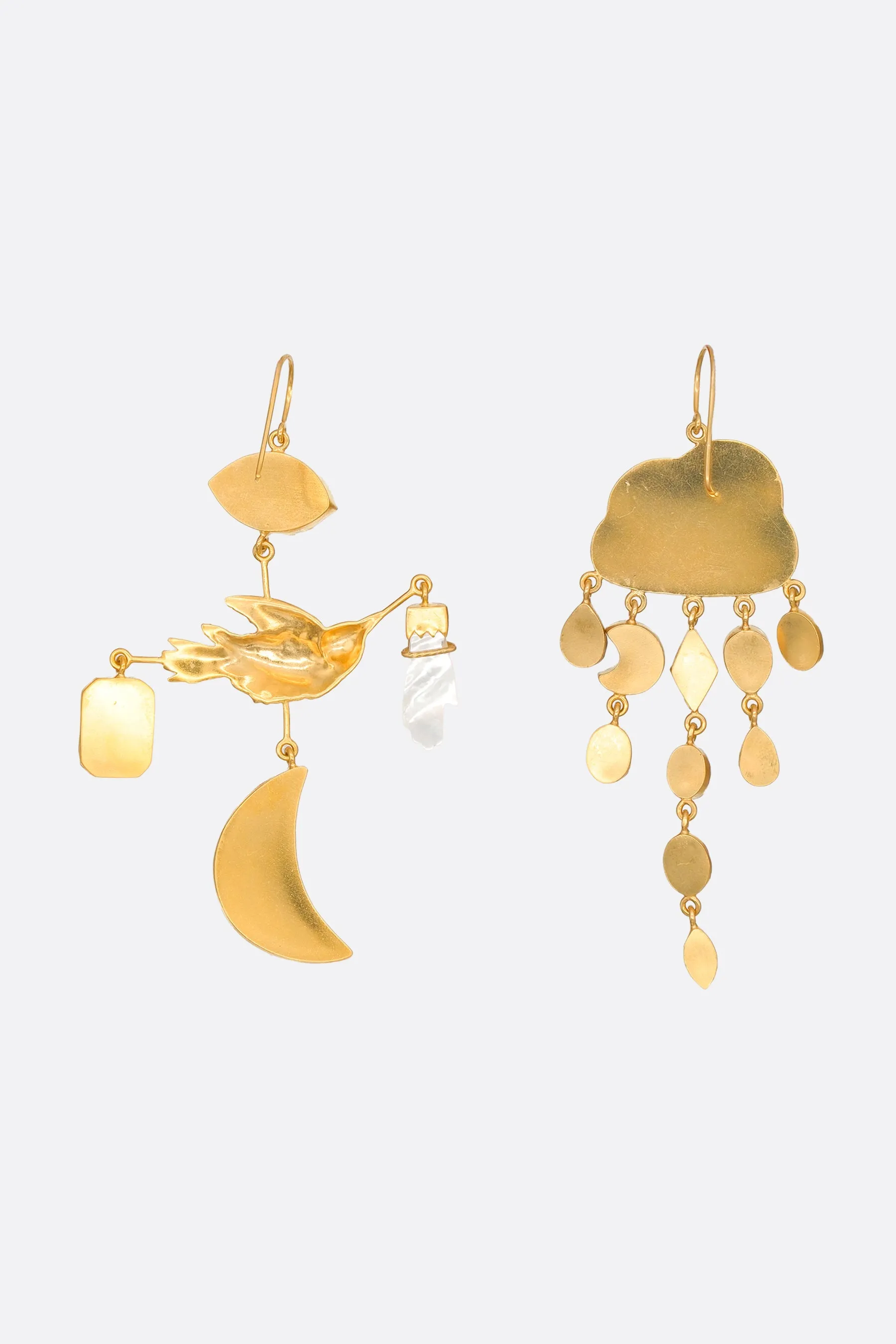 Bird and Cloud drop earrings